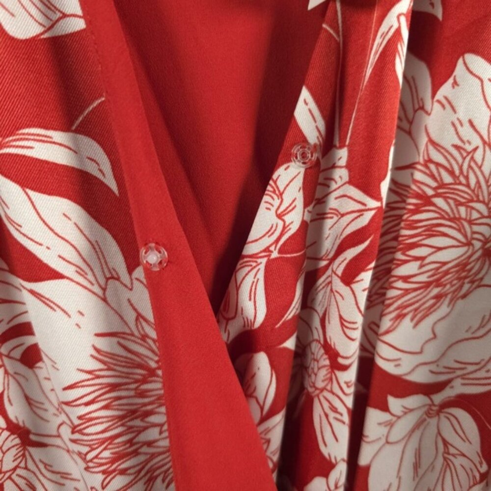 NWT REBECCA MINKOFF Mary Wrap Up Tie‎ Floral Flowy Midi Dress MEDIUM - Picture 12 of 14